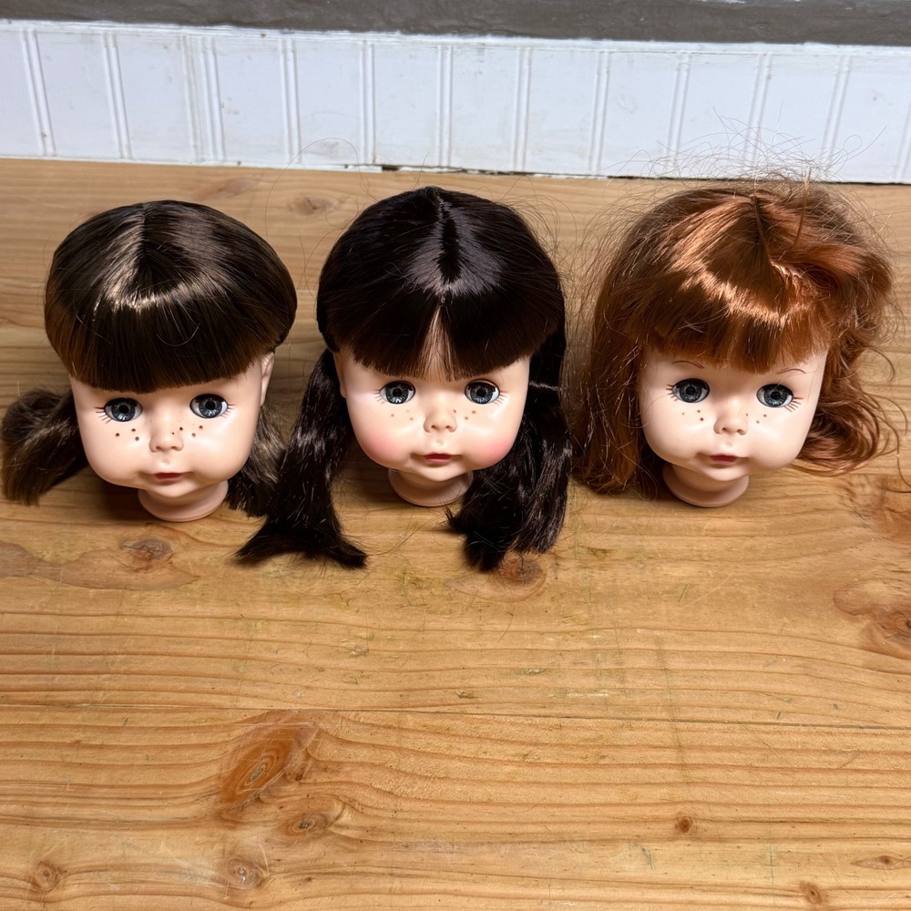 Vintage 1961 Effanbee Doll Heads Lot of 3 Restoration Repair Parts